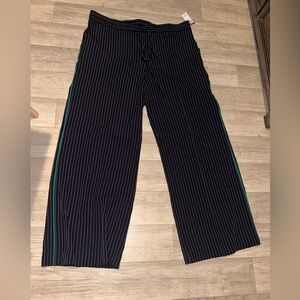 2 pairs Women's Striped Wide Leg Pants (navy and gray)